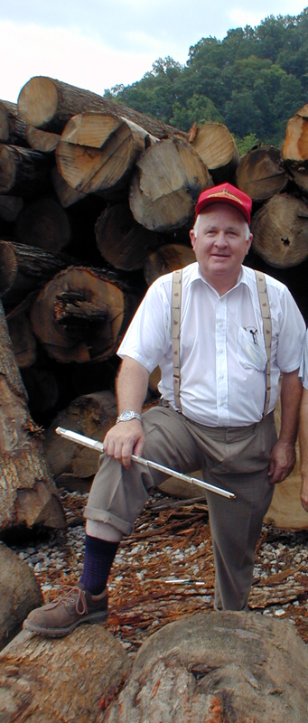 Jim C Hamer in logyard, Prestonsburg